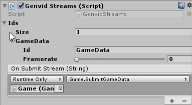 Streams with ID, framerate and callback set