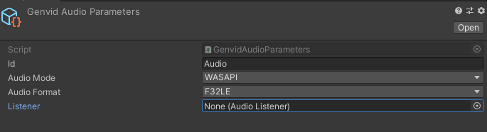 A GenvidAudioParameters asset.