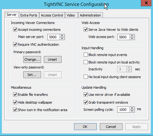 TightVNC Configuration