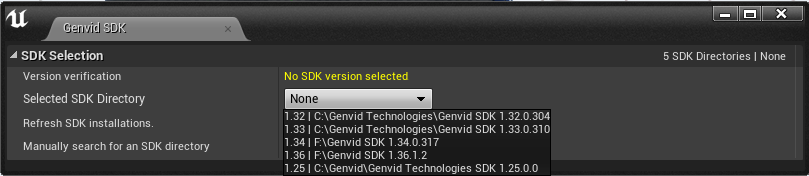 Genvid SDK Editor 選択